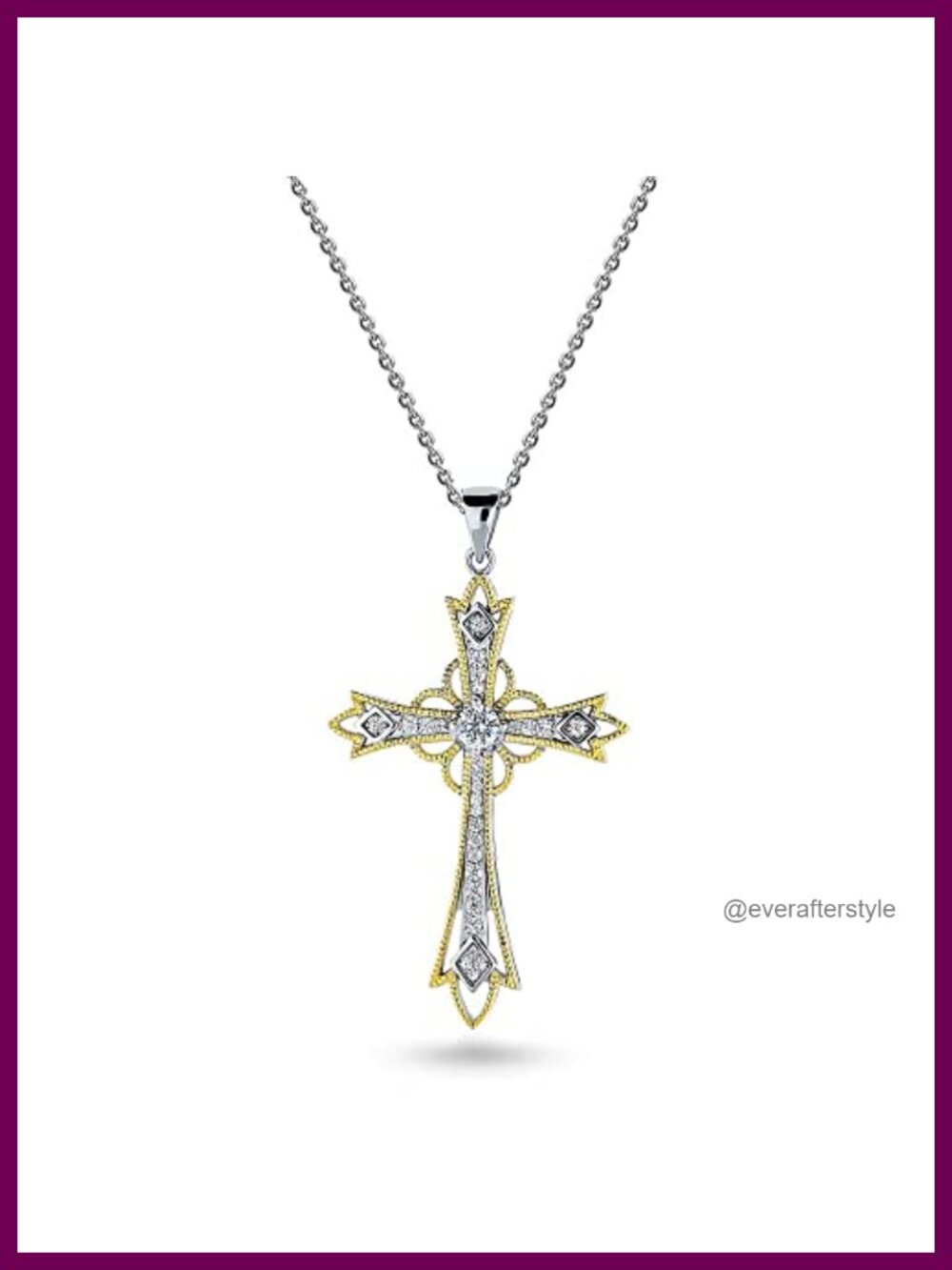 Sterling Silver CZ Cross Pendant Necklace 18in Gift